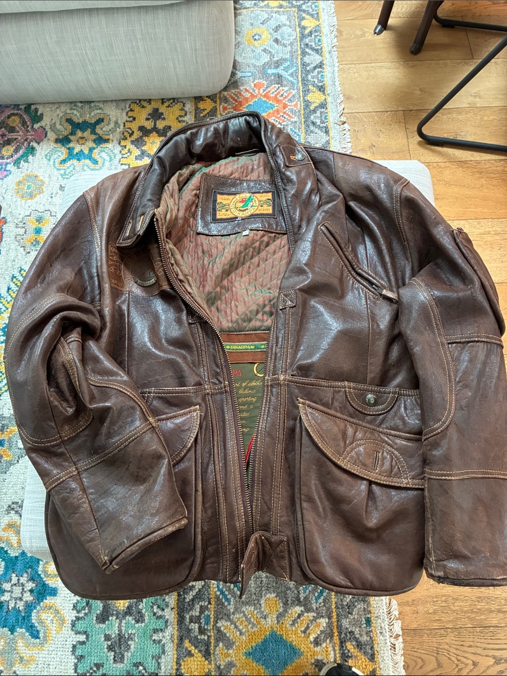 Men's Dark Brown Leather Bomber Jacket - Rugged Pilot Style